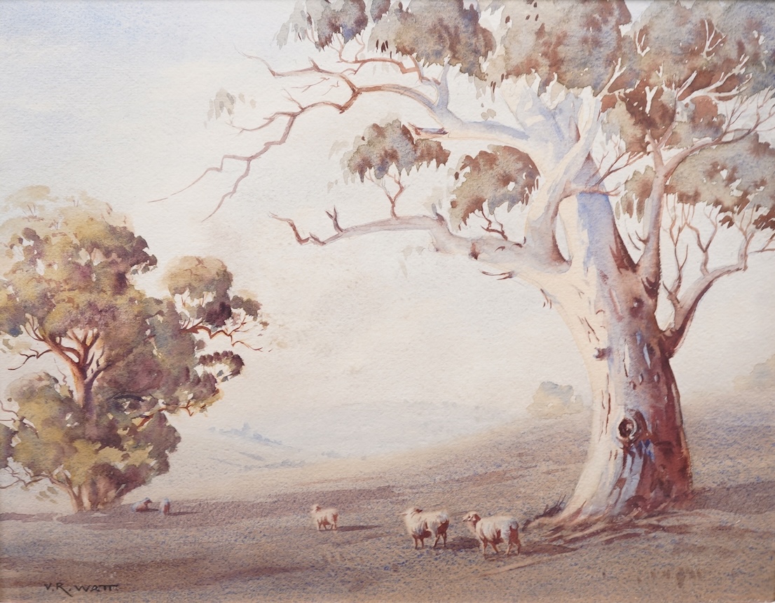 Victor Robert Watt, Australian (1886-1970), ‘Sheep Grazing’